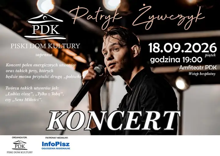Patryk Żywczyk wystąpi w Piszu. Bezpłatny koncert już w piątek