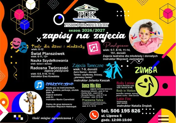 Piski Dom Kultury ogłasza zapisy na zajęcia artystyczne i taneczne