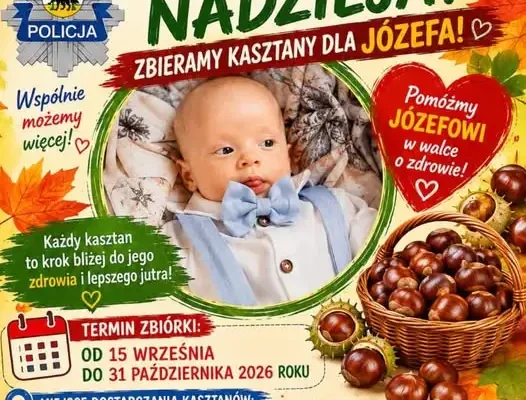 Piska Policja zbiera kasztany dla Józefa. Rusza kolejna edycja „Nakręć się na pomaganie”