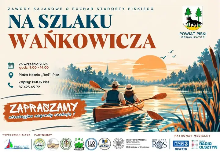 Zawody kajakowe o Puchar Starosty Piskiego „Na Szlaku Wańkowicza” już 26 września
